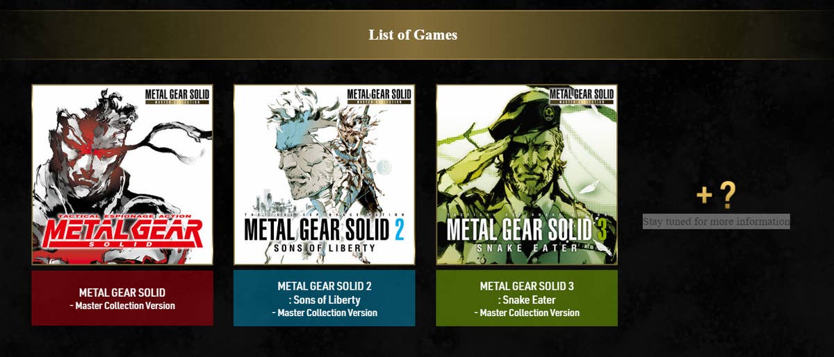 Metal Gear Solid: Master Collection Vol. 1 also includes Metal